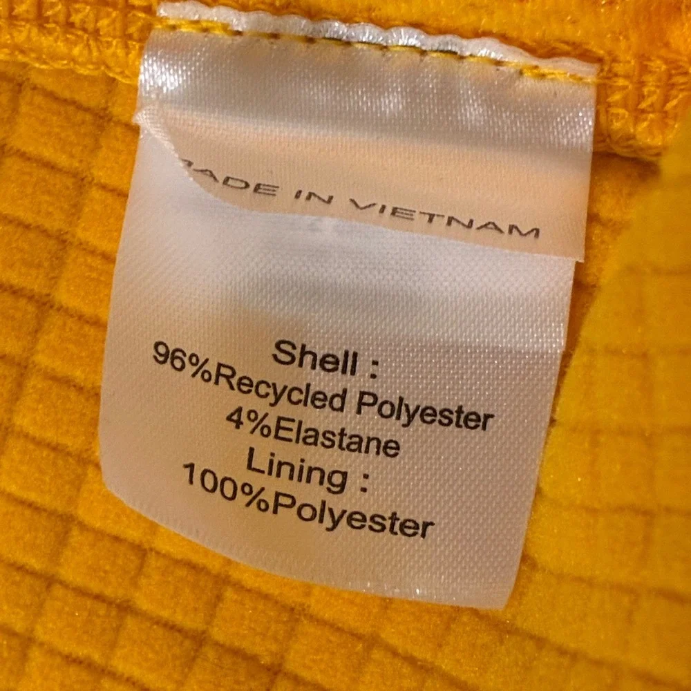 Marmot SIze Medium Yellow Full Zip Grid Fleece Jacket Mock Neck Hiking Outdoors